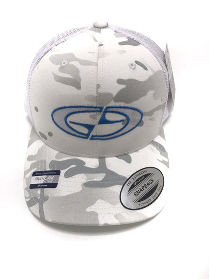 Trucker hat grey and camel with gravity gear logo