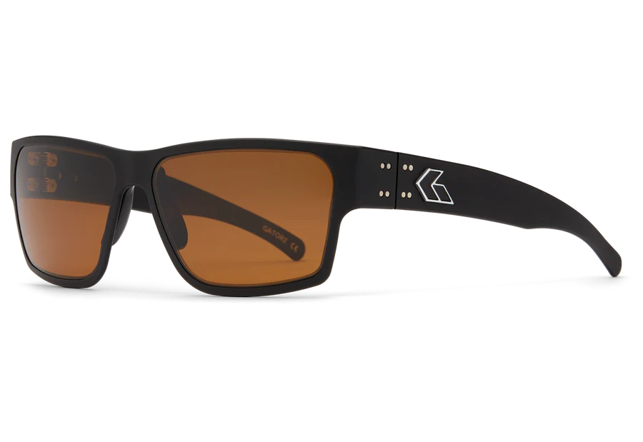 Gatorz Delta Sunglasses Polarized / Brown Polarized / Black Cerakote w/Silver Logo