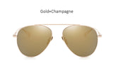 TSHING Women Rose Gold Mirror Retro Aviation Sunglasses Men Fashion Brand Designer Vintage Sun Glasses For Female Male Driving